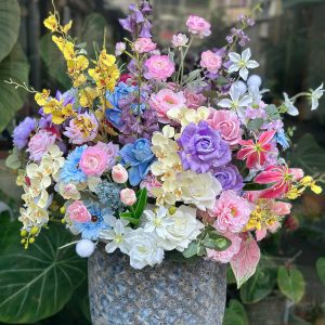 Bình hoa lụa pastel: Vườn Xuân Rực Rỡ