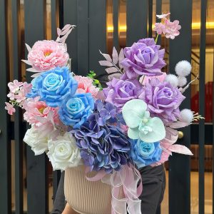 Chậu hoa lụa xanh tím: Bản Giao Hưởng – sang dịu, cực xinh!